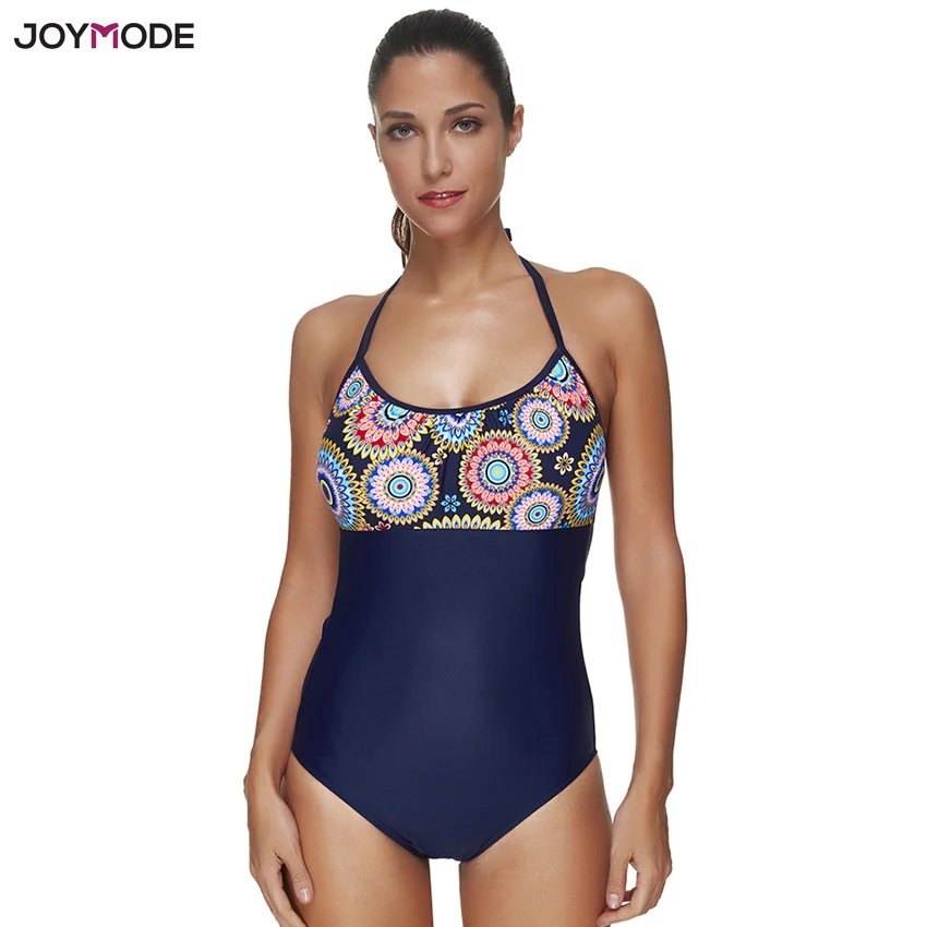 

JOYMODE One Piece Bathing Suit Women Swimwear Swimsuit Halter Neck Push Up Floral Pattern Swimming Wear Punch Butt Beach Wear