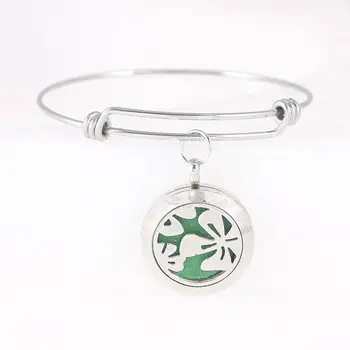 

25mm Leaf Perfume Locket Bracelet Stainless Steel Diffuser Locket Expandable Bangle Essential Oil Diffuser Bracelets For Women