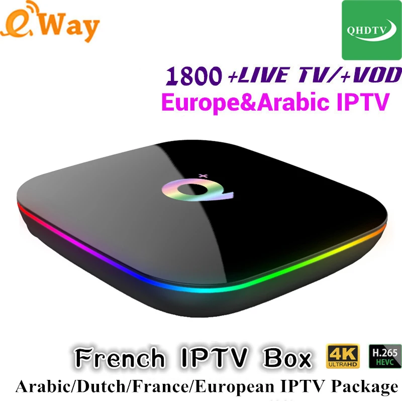 

4G 64G Quad Core android 8.1 TV Box Q PLUS WIFI IPTV Receiver Support 1 year Free iptv QHDTV Code French Italy Arabic Live TV