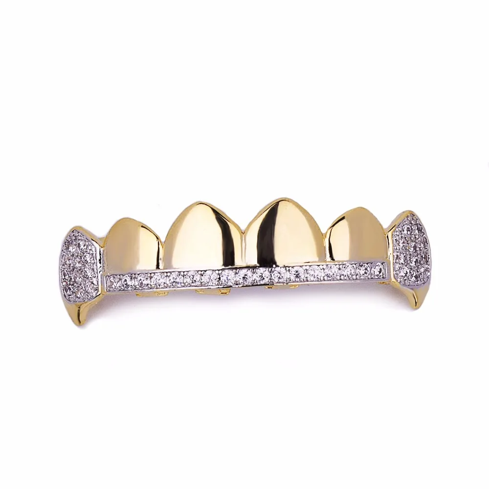 Хип-хоп my Grillz зубы со льдом Циркон Клык Рот Зубы шапки Топ и низ набор зубов для мужчин и женщин Зубы вампира Модные ювелирные изделия