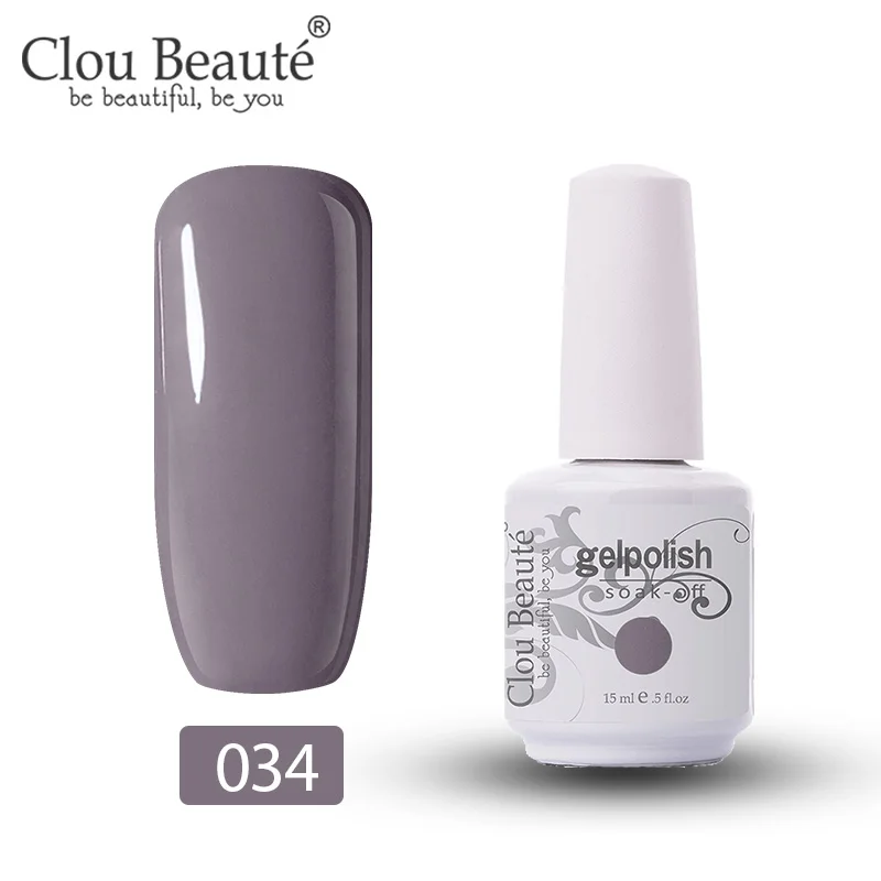 Clou Beaute гель для дизайна ногтей УФ светодиодный Устойчивый лак для ногтей отмачиваемый белый гель разноцветный Гель-лак для ногтей лак 15 мл - Цвет: 034