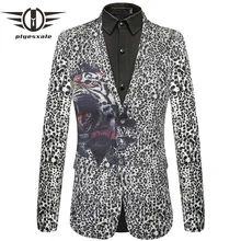 Plyesxale Mens Blazers Casual Suit Jacket Classic Mens Leopard Print Blazer Animal Pattern Fashion Wedding Blazer Masculino Q429