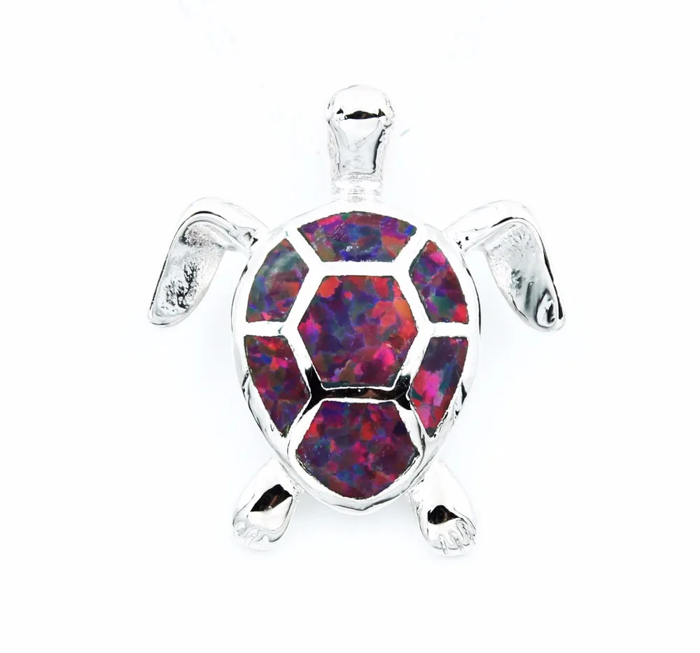 

Sea World Black / Green / Blue / White / Pink Opal Turtle Pendant Necklace