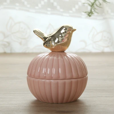 Из европейской керамики ящик для хранения конфет милые животные Позолоченные птицы керамическая банка обручальное кольцо ювелирный аксессуар-контейнер - Цвет: 1pcs