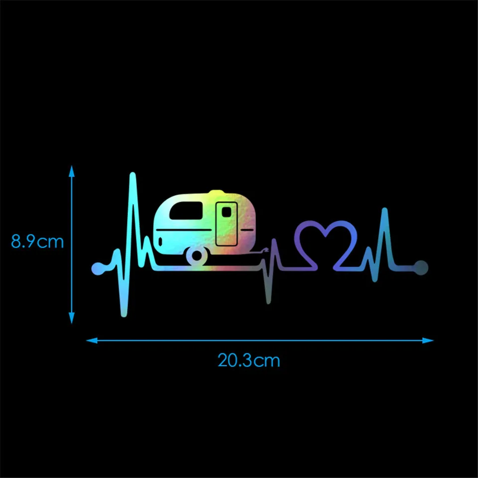Creative Camper Travel Hiker Camper Heartbeat Vinyl Car StickerDecal  (1)