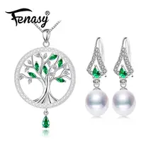 FENASY мода ювелирные изделия из жемчуга наборы для ухода за кожей богемный 925 пробы серебряный кулон цепочки и ожерелья серьги для женщи