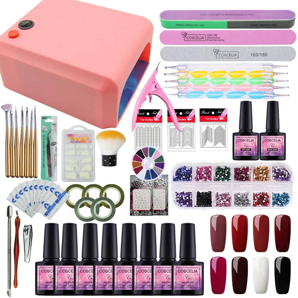 COSCELIA Nail Art Pro DIY Full Set Soak Off UV Gel Polish