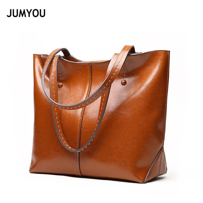 

Split Leather Totes Bags For Female Totes Handbags Large Brown Fashion Simple Vintage Classic Sac A Main Totes Bags For Ladies