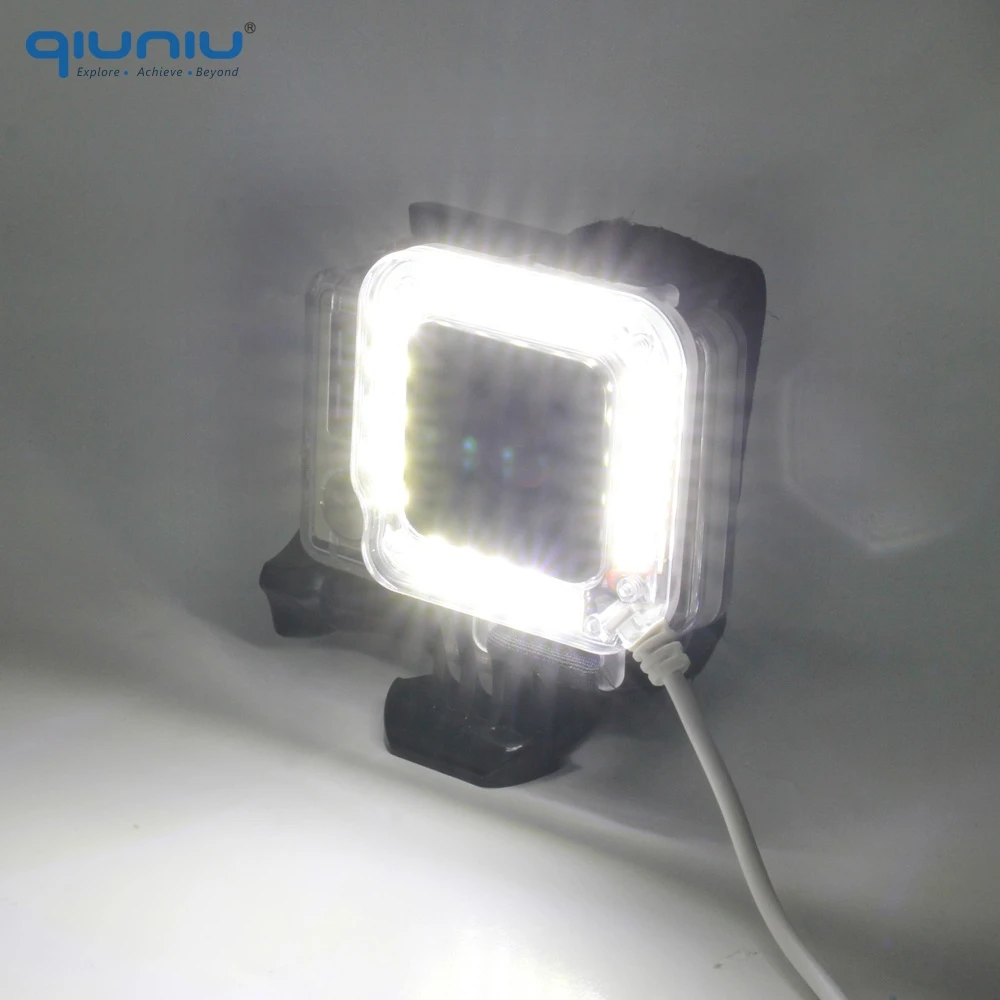 QIUNIU светодиодный светильник для GoPro Hero 4 корпус USB кабель светодиодный светильник для ночной съемки для Go Pro Hero 3+ 4 аксессуары для камеры