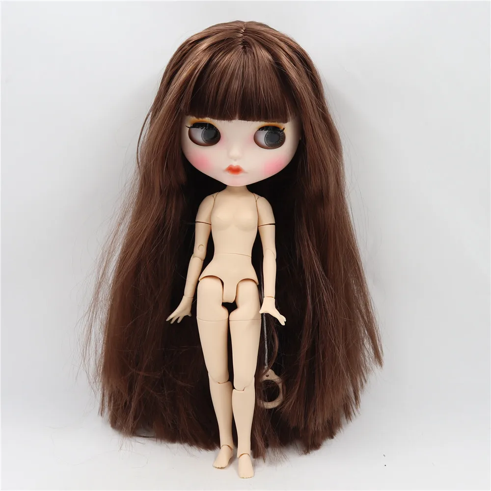 1/6 Blyth кукла белая кожа соединение тела коричневый прямые волосы матовый лицо с бровями блеск для губ. Нет. BL483 - Цвет: body