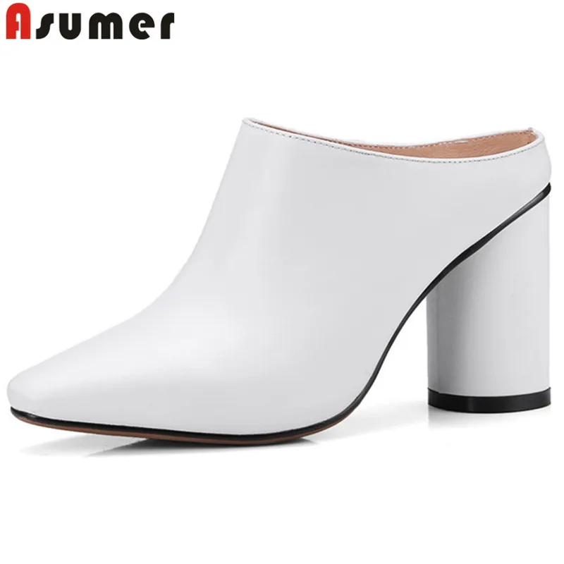 

ASUMER 2019 fashion pumps women shoes thick high heels shoes elegant ladies genuine leather shoes woman prom wedding shoes