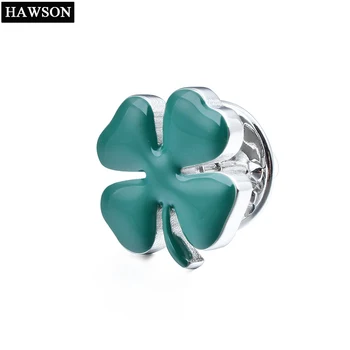 

HAWSON Four Leaves Clover Brooch Pin Locking Clutch Back Green Lucky Leaf Lapel Pin Unisex Jewelry Ornament