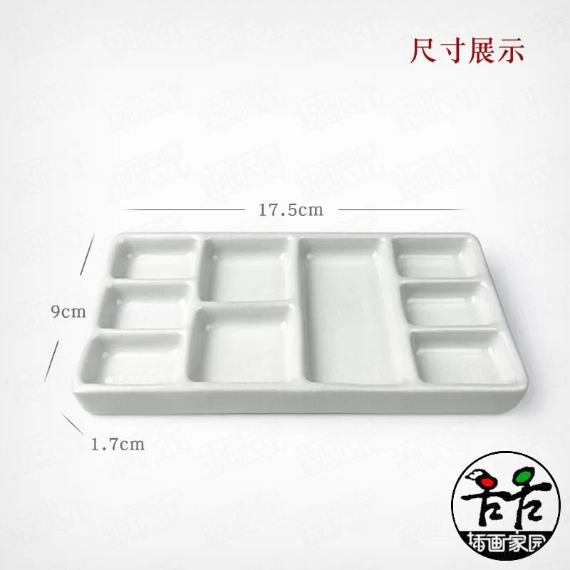 Ceramic Artist Paint Palette Tray 9 Wells Rectangle Shape ...