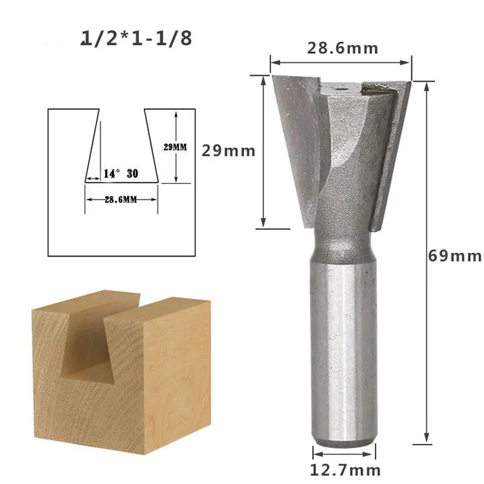 1 шт. 6,35/12,7 мм 1/" 1/2" хвостовик ласточкин хвост фрезы по дереву фрезы Вольфрам 2 Флейта Деревообрабатывающие инструменты фрезы для дерева - Длина режущей кромки: NO 10