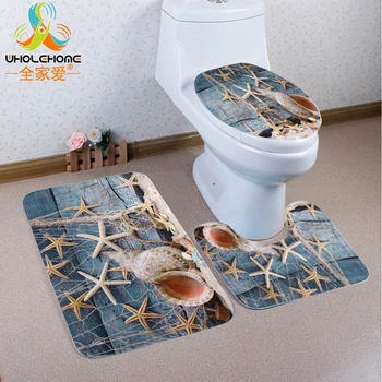

Anti Slip Floor Mat Carpet Door Mat Toilet Mat Polyester Coral Fleece Fabric Scenic Patterns Printed Decoration Bathroom 3 PCS