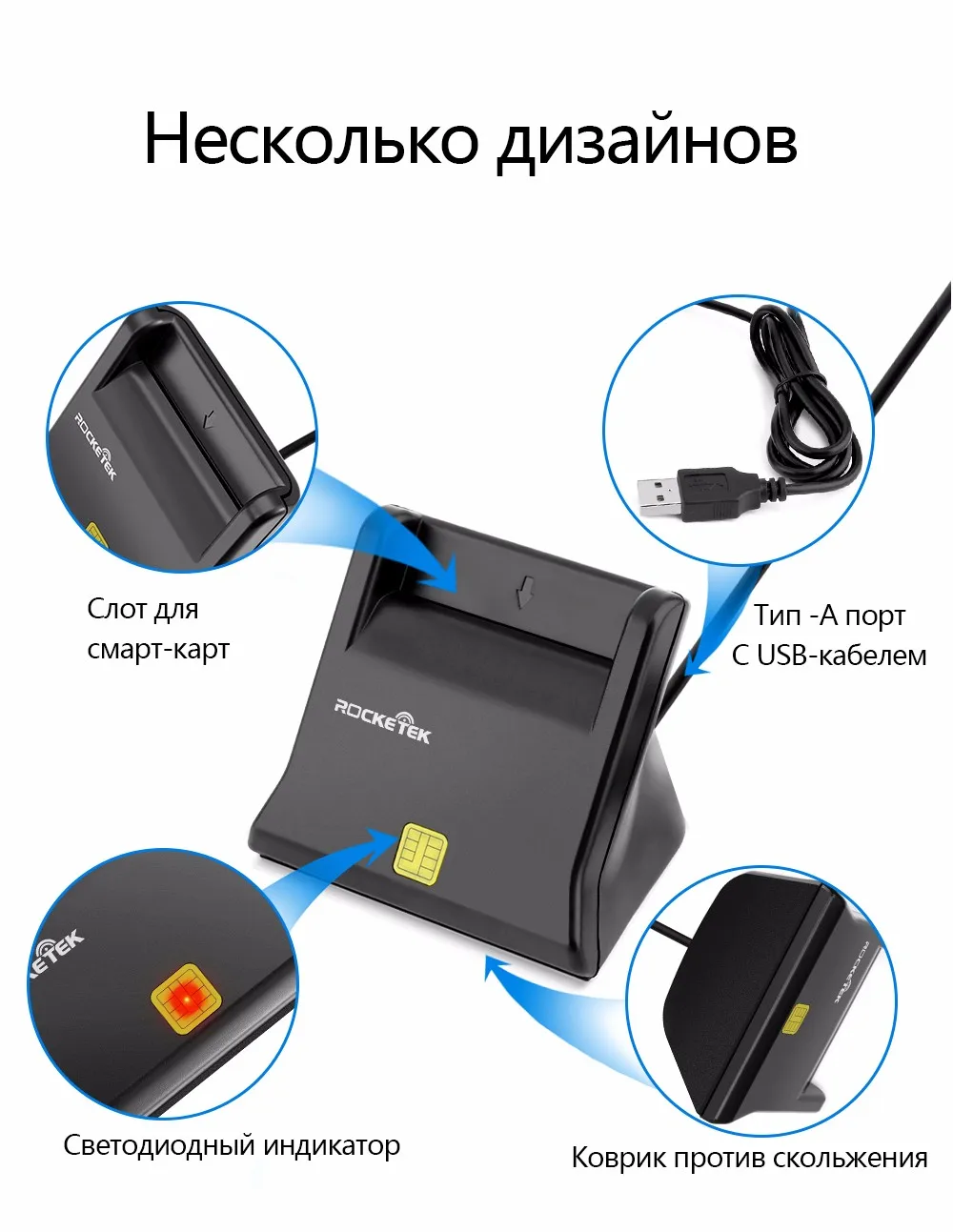 Rocketek USB 2,0 считыватель смарт-карт CAC ID/банковская карта, sim-карта cloner разъем кардридер адаптер ПК компьютер аксессуары для ноутбуков