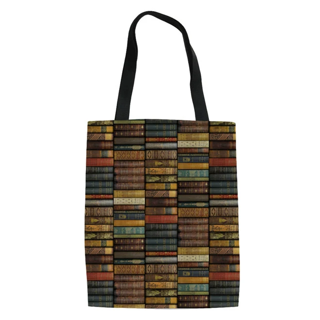 Холщовая Экологичная хозяйственная сумка для мамы с принтом библиотеки, модные женские сумки, сумка-тоут, сумка для книг, сумки через плечо - Цвет: ZJZ440Z22