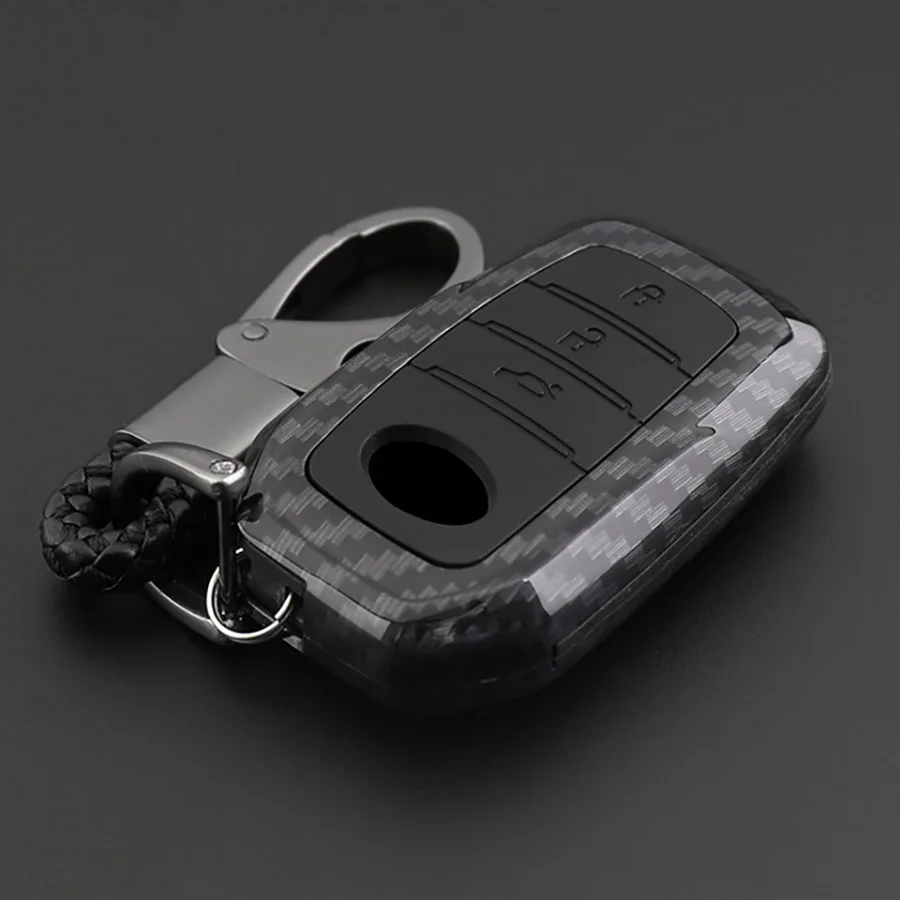 

Styling Carbon Fiber Key Holder Cover Case Shell Chain For Toyota Camry Highlander RAV4 Corolla C-HR CHR Prado