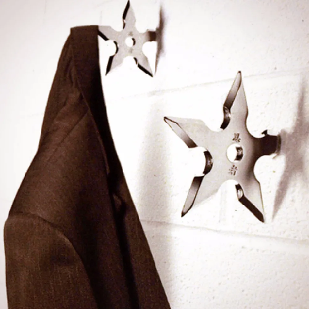 Ninja Throwing Star Cap Coat Hooks Holder Bedroom Wall Stainless Steel