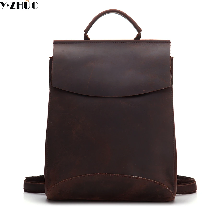 

genuine leather woman man backpacks really cow leather double shoulder bag school travel backpack Bolsa Masculina free shipping