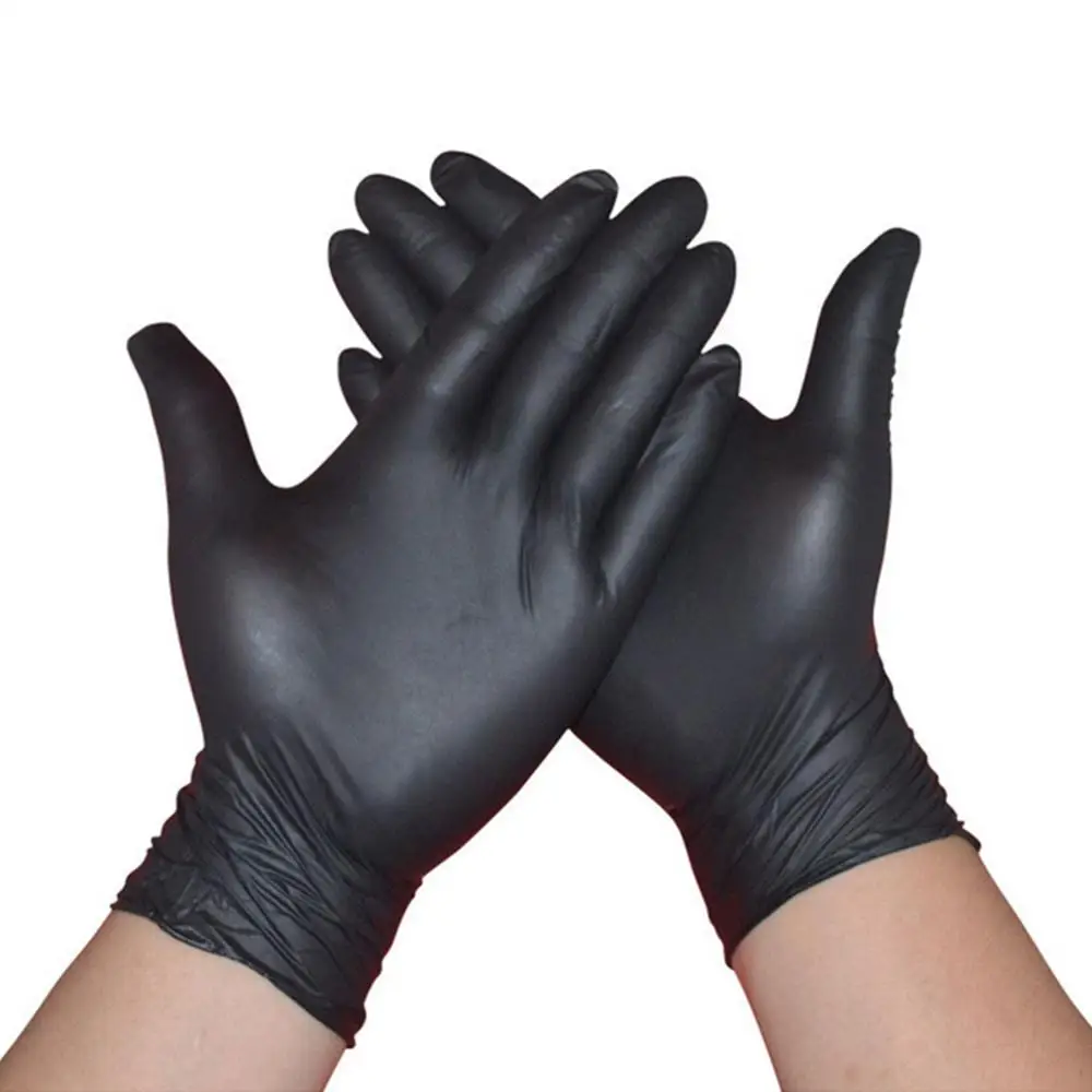 100 шт./лот нитриловые перчатки для экзамена, пищевые медицинские одноразовые, для бытовой чистки, лабораторные антистатические перчатки для маникюра - Цвет: Black XL