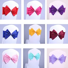 10 шт./партия, цветной пояс для стула, сатиновые ленты для стула, спандекс, галстук-бабочка, подходит для всех стульев, Свадебные вечерние украшения для банкета