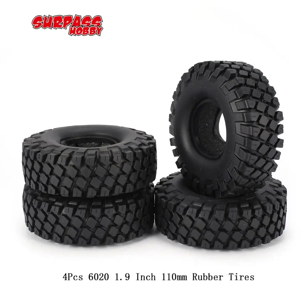 

SURPASS HOBBY 6020 1.9 Inch 110mm Rubber Tires Tire with Metal Wheel Rim for 1/10 Traxxas TRX-4 SCX10 RC4D90 RC Crawler Car