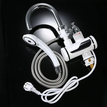 

BHTS-Sink Faucet with Removable Shower Electric Head and Instant Hot Water Cold LED with Temperature Indicator EU Plug