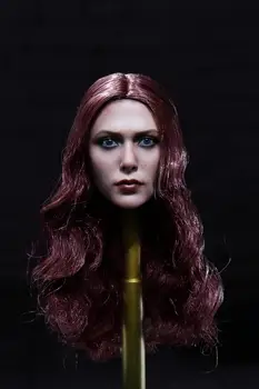 

1:6 Elizabeth Olsen Scarlet Witch Head Model Long Curls Wanda Female Head Sculpt for Phicen Tbleague HOTTOY Doll 1/6 Head Sculpt