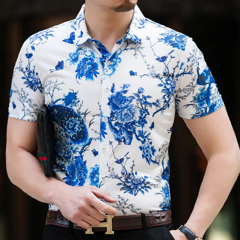 Aliexpress.com : Buy Flower shirt men Silk cotton Camisa Fashion 2018 ...