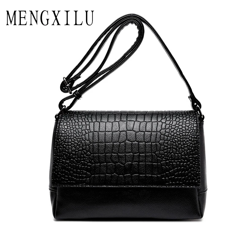 

MENGXILU Brand Women Crossbody Bags Pu Leather Crocodile Pattern Soft Messenger Bag Female Clutch Small Cover Shoulder Bags