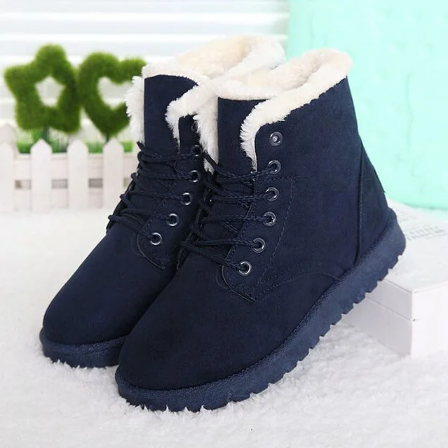 Женские ботинки; женские зимние ботинки; Теплые ботильоны на меху; женские зимние ботинки; женская обувь; зимняя обувь; Botas mujer bota; женские ботинки - Цвет: Blue