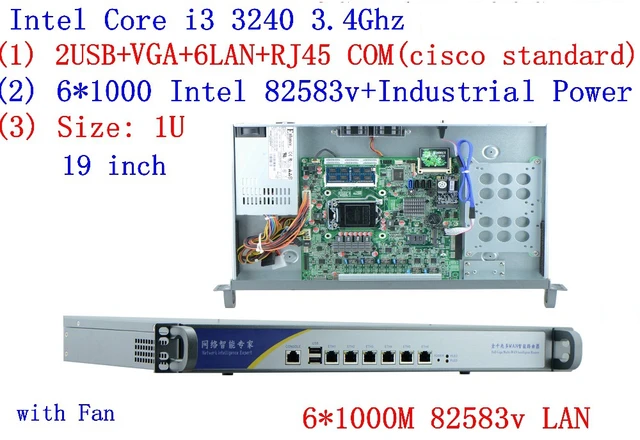 Cheap 6 Intel PCI-E 1000M 82583V Gigabit LAN B75 1U Firewall Appliance i3 3240 3.4GHZ Processor Pfsense Firewall Network hardware Cheap 6 Intel PCI-E 1000M 82583V Gigabit LAN B75 1U Firewall Appliance i3 3240 3.4GHZ Processor Pfsense Firewall Network hardware