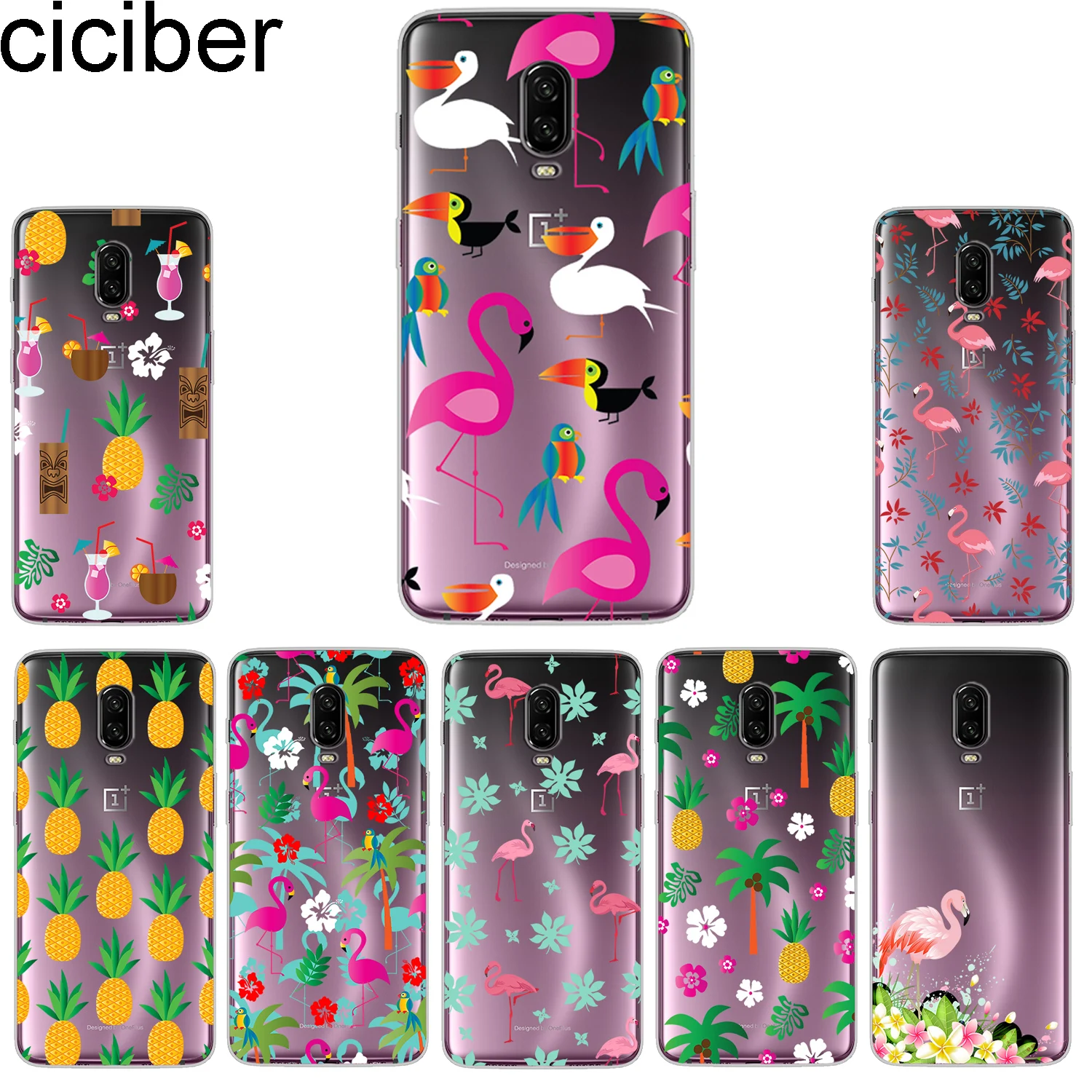 ciciber New Fashion Phone Cases For Oneplus 6T 5T 6 5 Case Soft TPU Back Cover for 1+6T 1+5T 1+5 1+6 Flamingo Pineapple Funda |