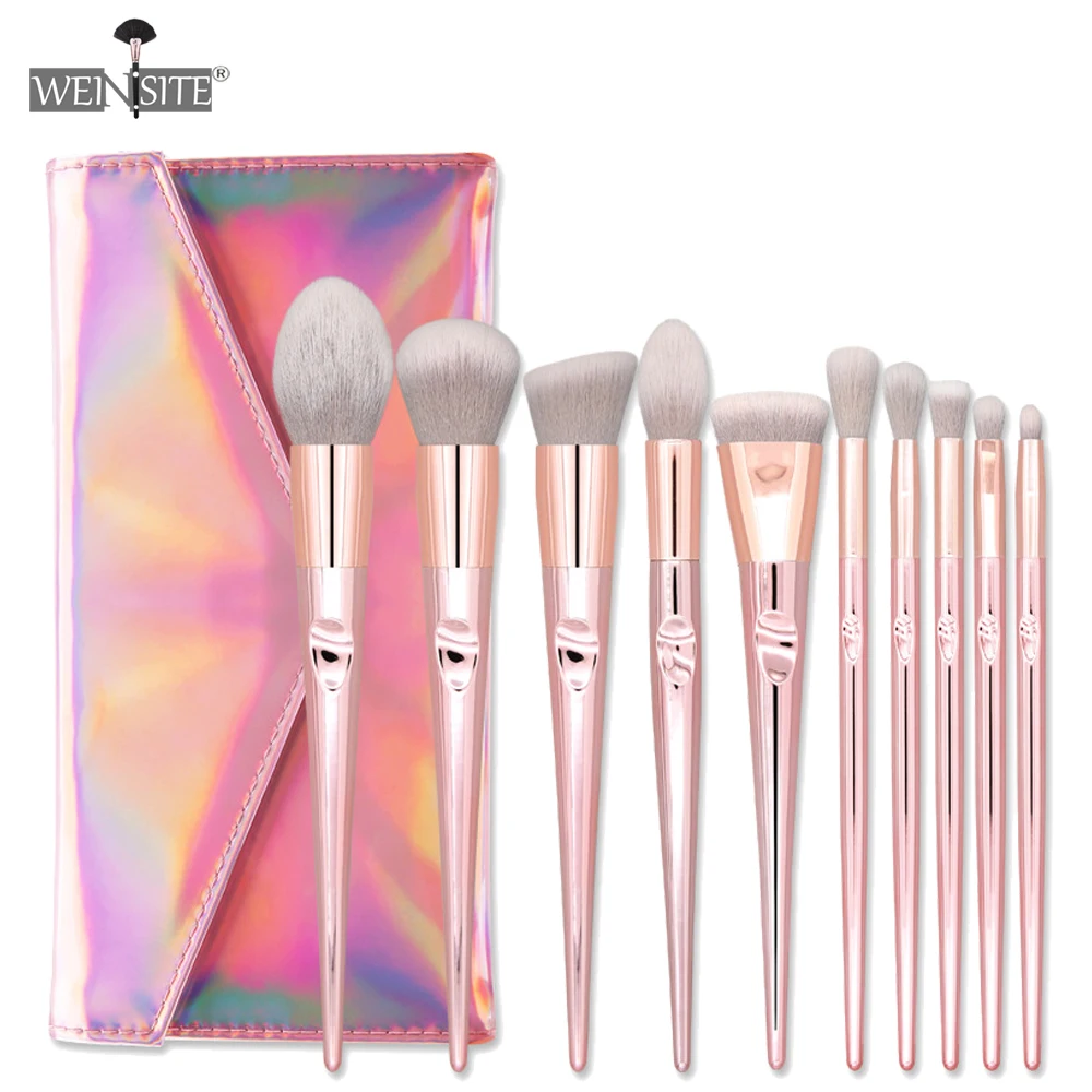 

10 PCS Professional Makeup Brush Set with Bag Cosmetic Brushes for Foundation Blending Blush Power Concealers Eyeshadow Brushes