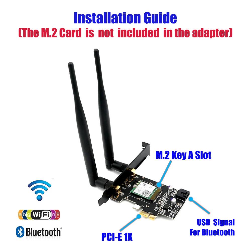 Сетевой адаптер M.2 Wifi/карта PCI E 1X Wifi AC 5 ГГц 2x 5dBi WiFi антенна ключ NGFF Wi Fi Bluetooth