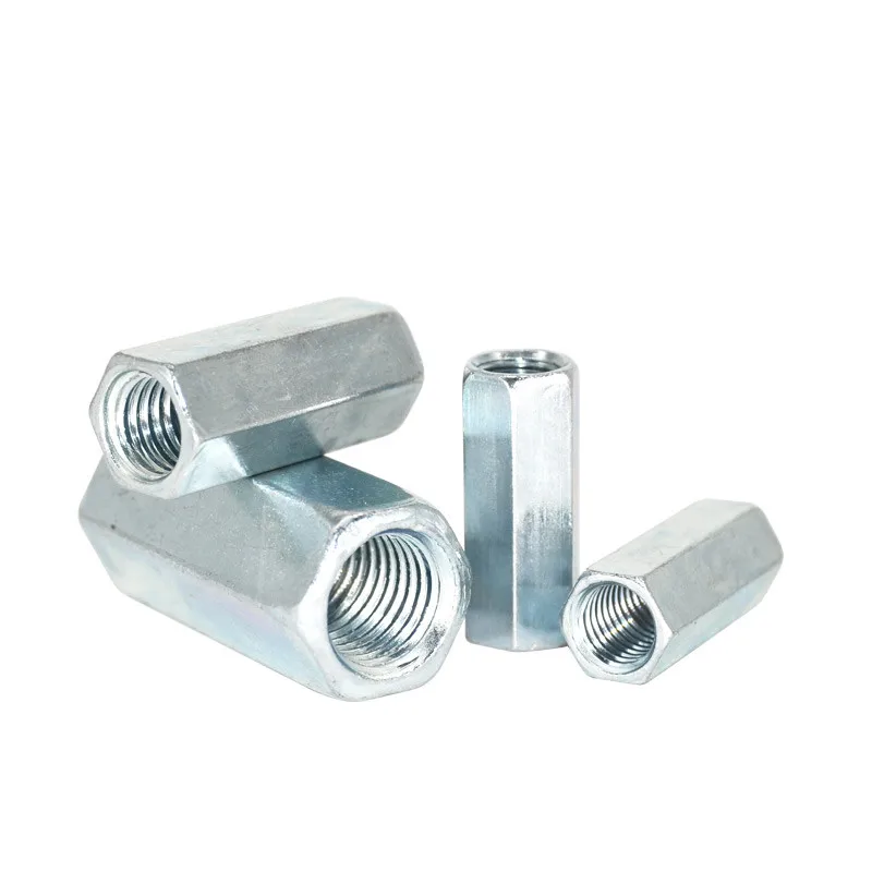 2Pcs M8 M10 M12 Rod Coupling Hex Nut steel Galvanized Long Hex Nut