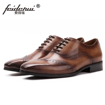 

Italian Designer Square Toe Man Formal Dress Brogue Shoes Genuine Leather Carved Men's Handmade Wedding Welted Oxfords SS456