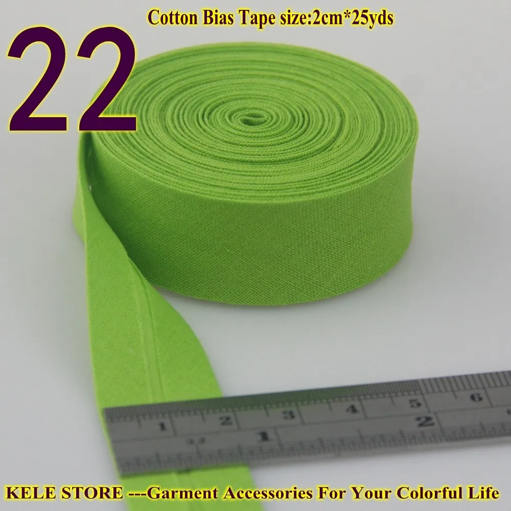 Хлопок косой ленты, размер: 20 мм, ширина: 3/", 12 цветов. 25 ярдов складной ленты, DIY Материал$4/Лот, сплошной цвет - Цвет: 22 fresh green