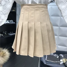 Юбка с оборками в студенческом стиле г., осенняя женская новая плиссированная юбка с высокой талией универсальная базовая юбка для девочек, мини-юбки