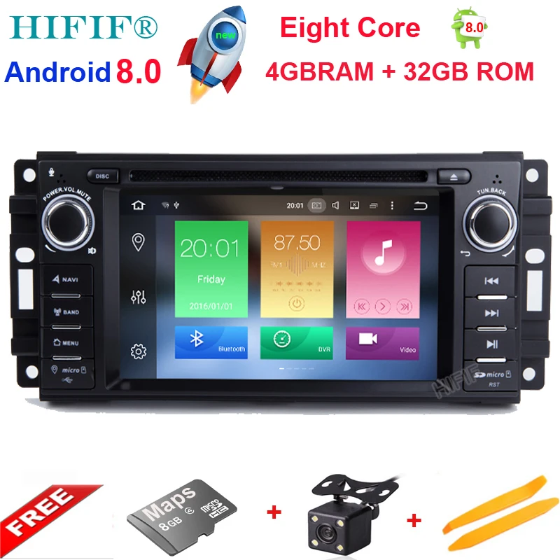 Perfect IPS Android 8.0 car dvd player for Jeep Dodge Chrysler Series gps navi with radio BT RDS mirror link RDS Camera support DAB+ 0