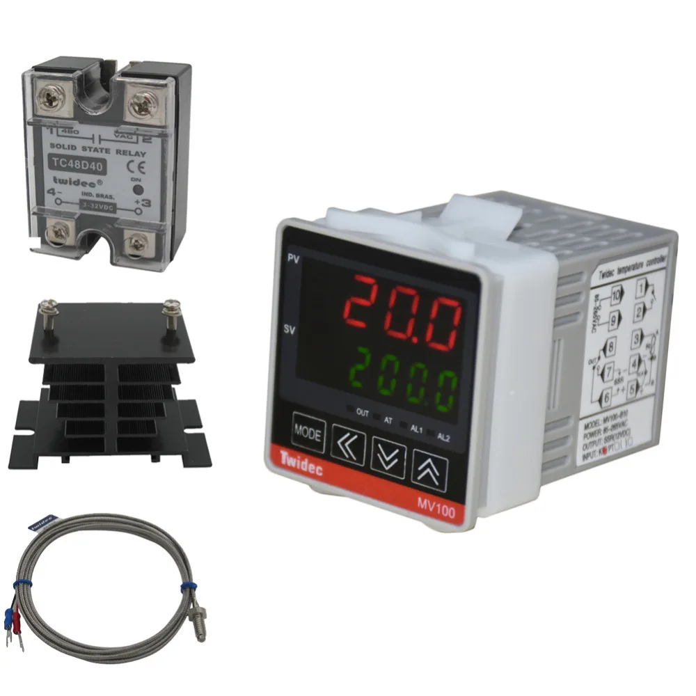 TWTADE/ MV100 B10 цифровой дисплей термостат PID AC 85 265V с K сенсором термопары радиатором и