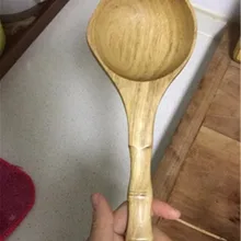 XMT-HOME деревянная посуда, Бамбуковая ручка, водная ковша, совки для риса, супа, зернистой древесины, совок 25x8,5 см, 1 шт