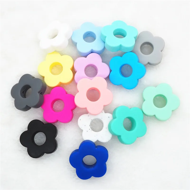 

Chenkai 10pcs Silicone Flower Teether Beads DIY Baby Shower Pacifier Dummy Teething Montessori Sensory Jewelry Making Toy Beads