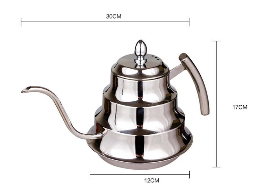 YRP 1200 мл, кофейник из нержавеющей стали с гусиной окантовкой, чайник с фильтром, Кофеварка, ручной капельный чайник, чайник