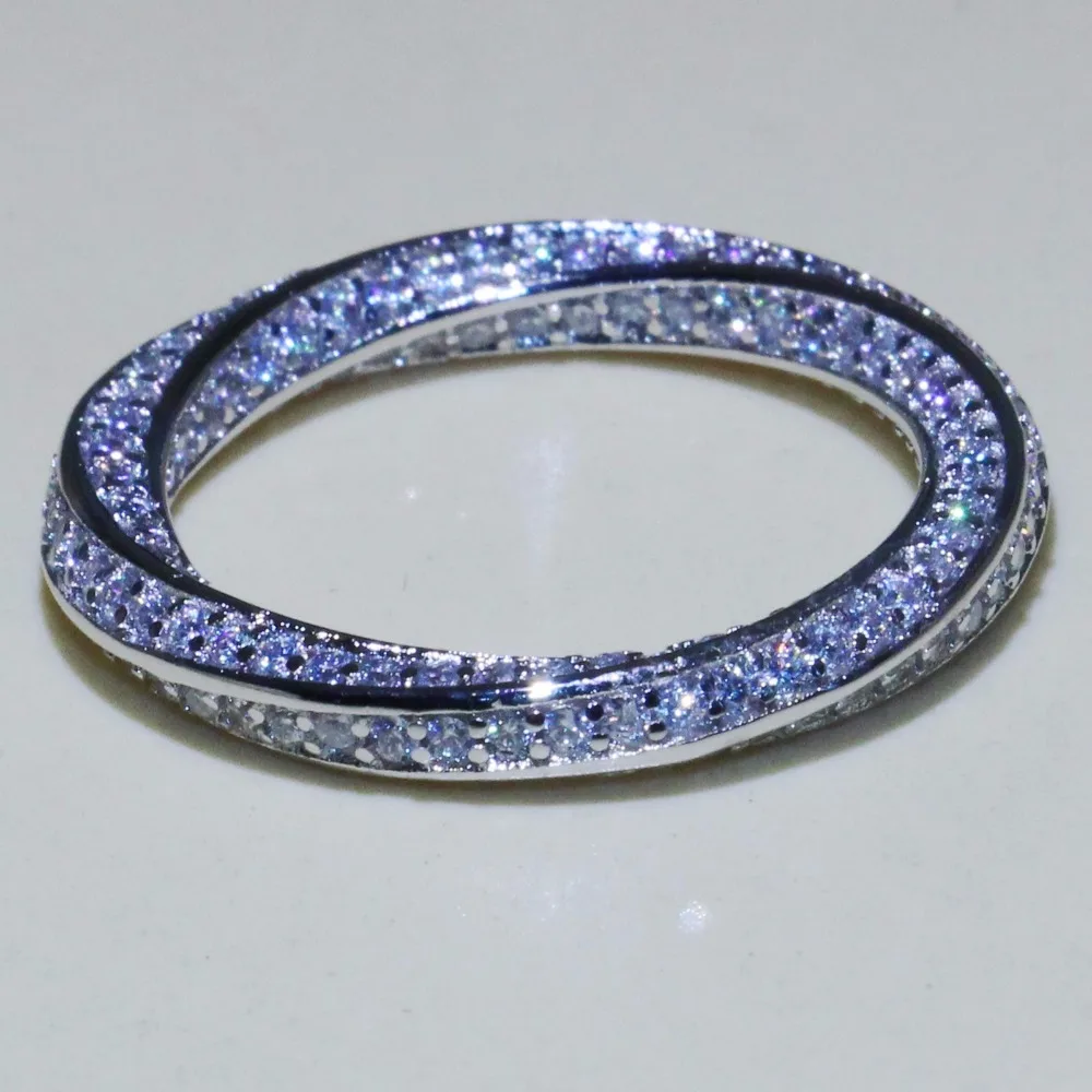 Потрясающее простое круглое кольцо, роскошные ювелирные изделия, 925 пробы, серебро, проложить микро ААА циркония, CZ, вечерние, Mobius, обручальные кольца для женщин