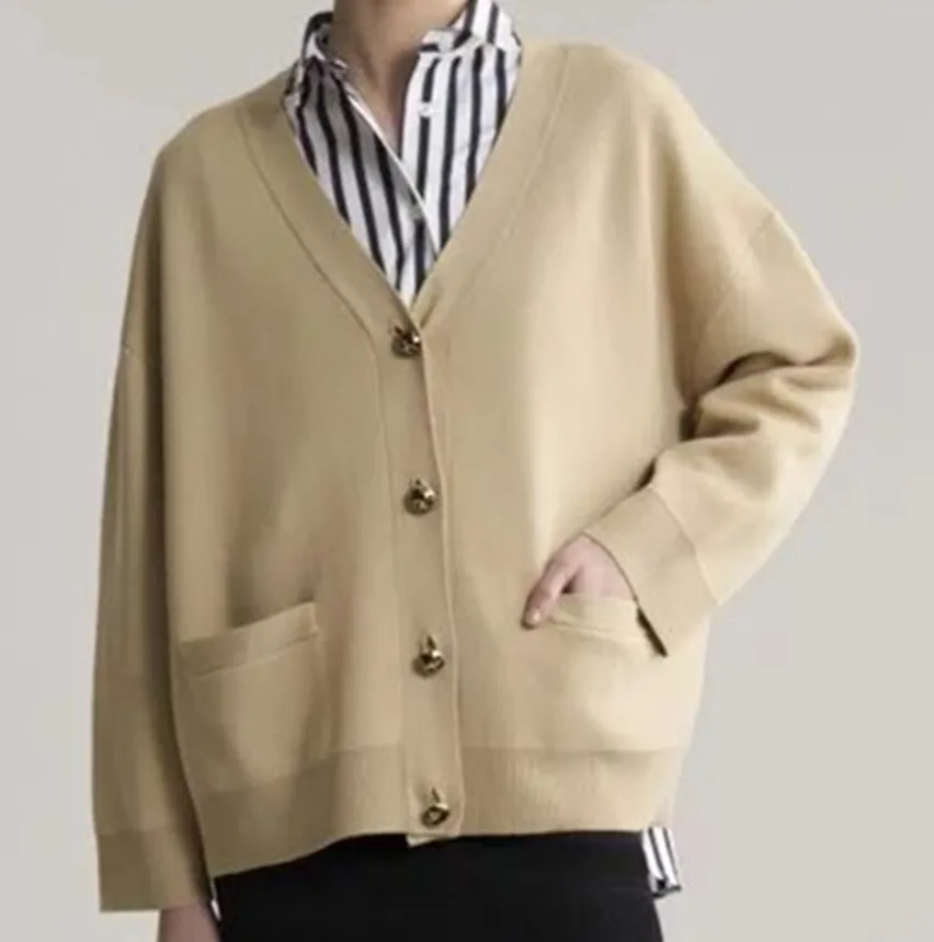 

2019 Early Profiled Wool V-neck Knit Sweater Cardigan Autumn Clothes Women