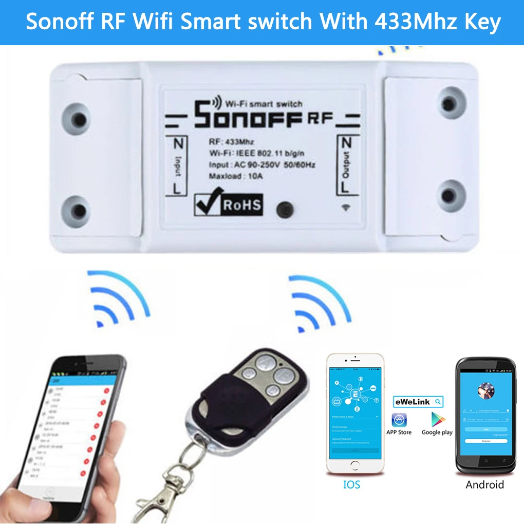 

Sonoff 433Mhz RF Wireless Smart Remote Control wifi light switch With RF Remote Control Wireless Control Smart Timing Switch