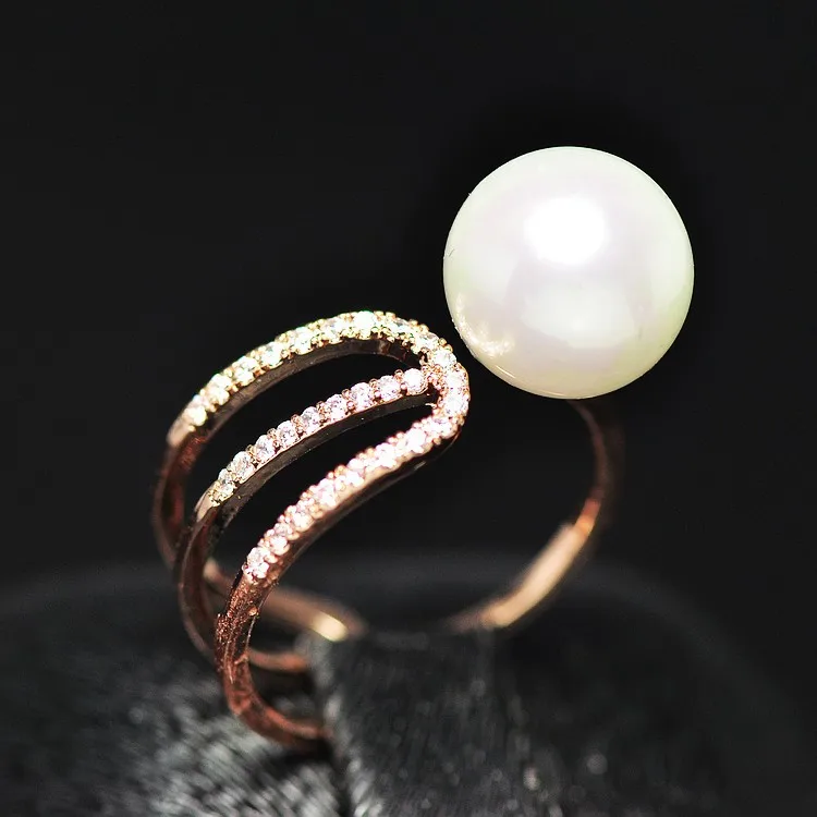 

Simulated Pearl Irregular Elegant Rings For Women New Fashion Wholesale Cute Gift