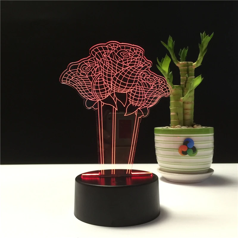 

Novelty Gift 3D LED Table Lamp Night Lights Romantic Rose USB LED Illusion Lighting for Children Bedroom Wedding Decoration